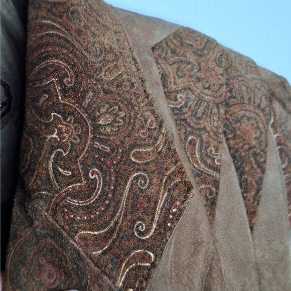 Vintage 80s G-III Paisley Leather Crop Bomber Jacket Western Cowgirl M Paisley - Picture 4 of 16